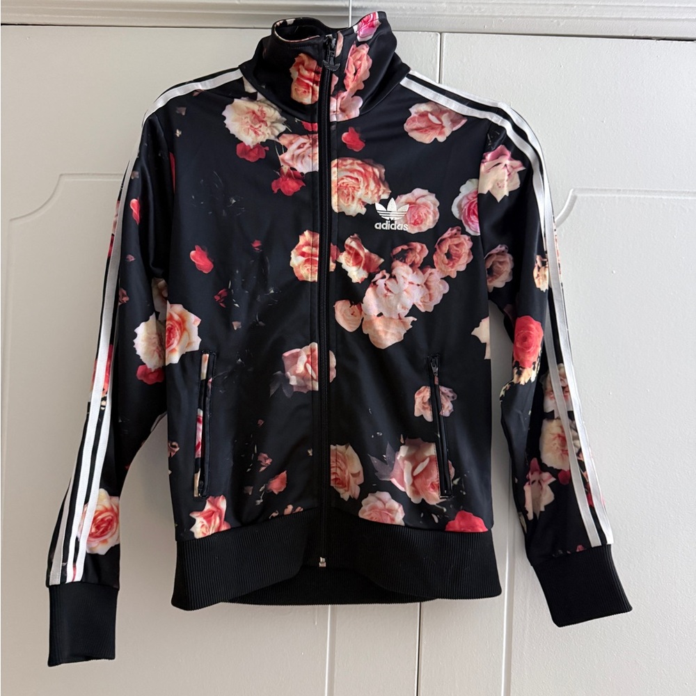 Adidas Women's Black Floral Bomber Jacket